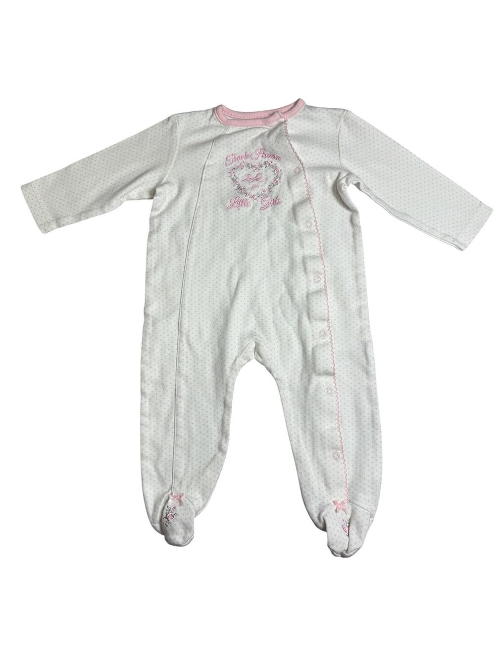 NWOT Little Me Sleeper Pajamas Baby Girl Footie White Pink 9 Months
